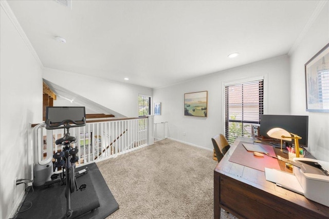 2616 Jefferson St Unit A, Austin, TX 78703 - carpeted office with ornamental molding, healthy amount of natural light, and recessed lighting