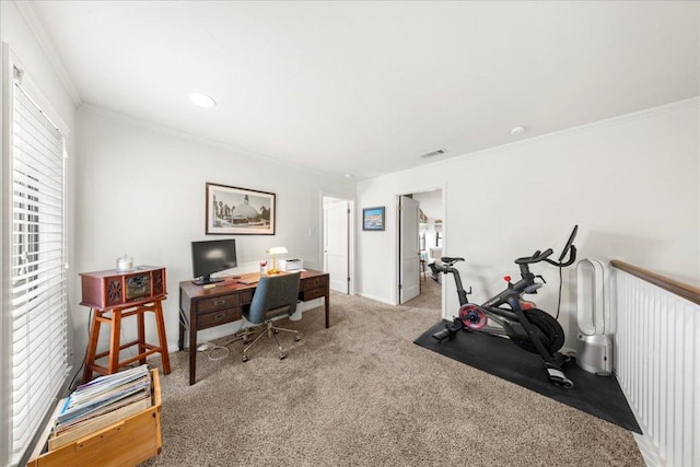 2616 Jefferson St Unit A, Austin, TX 78703 - carpeted office space featuring crown molding and baseboards