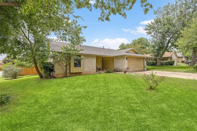 809 Windsor Rd, Round Rock, TX 78664 - ranch-style house featuring stone siding, concrete driveway, an attached garage, and roof with shingles