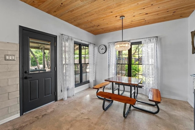 11302 Centennial Trl, Austin, TX 78726 - dining area with a chandelier and wood ceiling