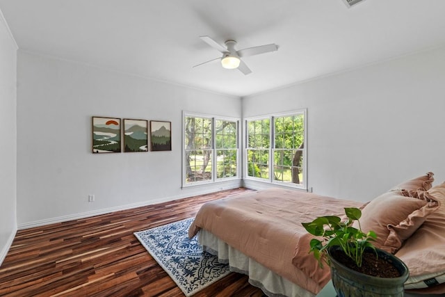 11302 Centennial Trl, Austin, TX 78726 - bedroom with wood finished floors and a ceiling fan