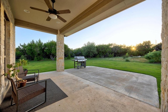 707 Campino Dr, Cedar Park, TX 78613 - view of patio / terrace featuring ceiling fan and a grill