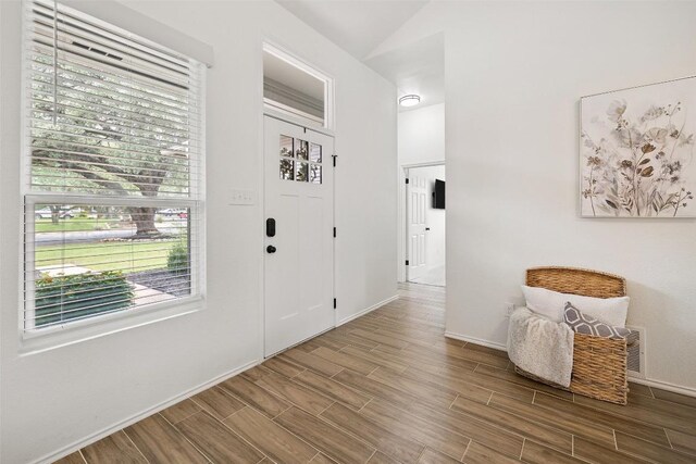 2901 Rochelle Dr, Austin, TX 78748 - foyer with wood finish floors and vaulted ceiling