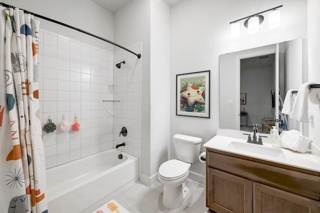 409 July Johnson Dr, Austin, TX 78737 - full bath featuring shower / bath combo with shower curtain, vanity, and tile patterned flooring