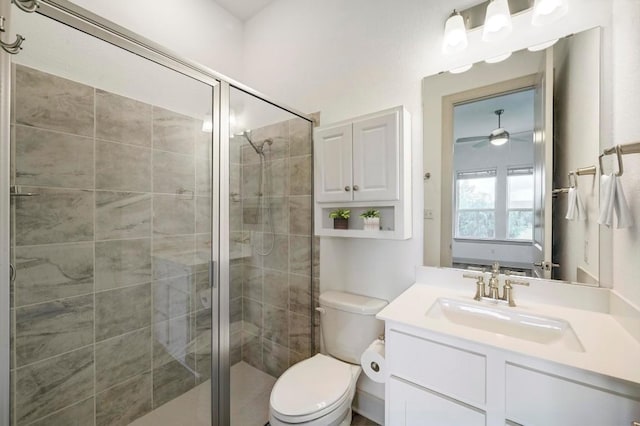 409 July Johnson Dr, Austin, TX 78737 - full bath featuring a shower stall, vanity, and ceiling fan