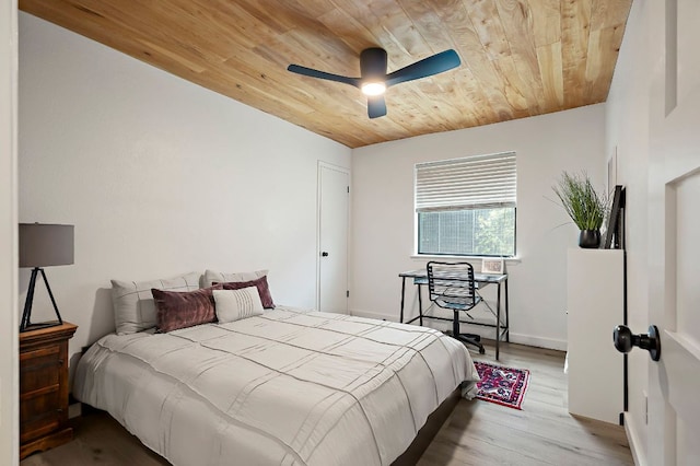 6101 Bridlington Cir, Austin, TX 78745 - bedroom featuring wooden ceiling, wood finished floors, and ceiling fan