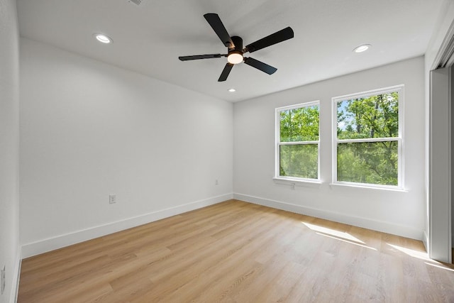 161 Honopu Dr, Bastrop, TX 78602 - spare room featuring light wood finished floors, recessed lighting, and a ceiling fan