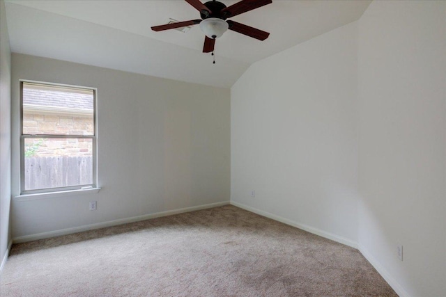 11125 Cap Stone Dr, Austin, TX 78739 - unfurnished room featuring carpet floors, ceiling fan, and vaulted ceiling