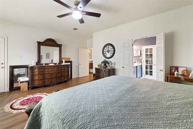 1004 Oaklands Dr, Round Rock, TX 78681 - bedroom with wood finished floors and a ceiling fan