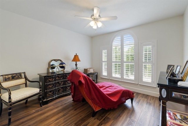 1004 Oaklands Dr, Round Rock, TX 78681 - bedroom featuring wood finished floors and ceiling fan