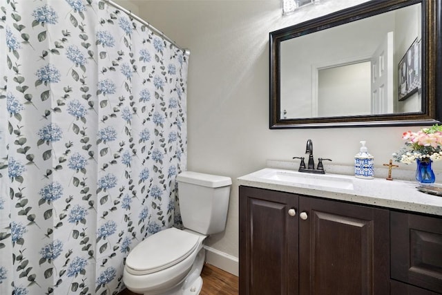 1004 Oaklands Dr, Round Rock, TX 78681 - full bathroom featuring vanity, wood finished floors, and curtained shower