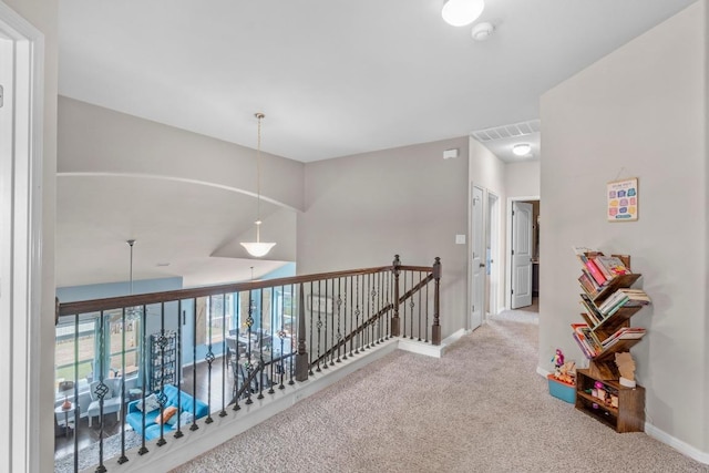 137 Paul Azinger Dr, Round Rock, TX 78664 - hall with an upstairs landing and carpet floors
