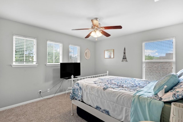 137 Paul Azinger Dr, Round Rock, TX 78664 - carpeted bedroom with multiple windows and a ceiling fan