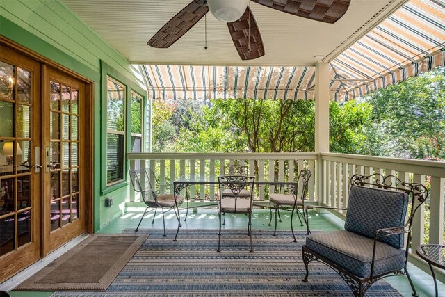 903 E 14th St, Austin, TX 78702 - wooden terrace featuring french doors and ceiling fan