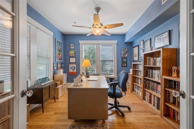 903 E 14th St, Austin, TX 78702 - office featuring a ceiling fan and light wood finished floors