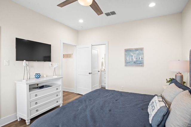 162 La Concha Blvd Unit 10, Port Aransas, TX 78373 - bedroom with wood finished floors, recessed lighting, and ceiling fan