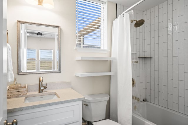 162 La Concha Blvd Unit 10, Port Aransas, TX 78373 - full bathroom featuring vanity, shower / tub combo, and a ceiling fan