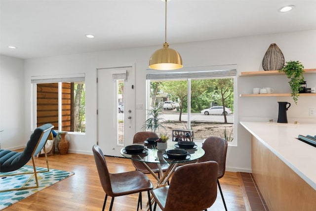 5507 Duval St Unit A, Austin, TX 78751 - dining room with light wood-style flooring and recessed lighting