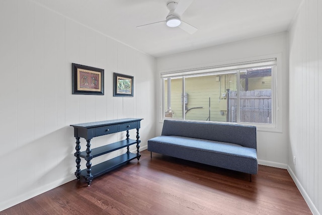 2609 Ellise Ave, Austin, TX 78757 - living area featuring dark wood-style floors and ceiling fan