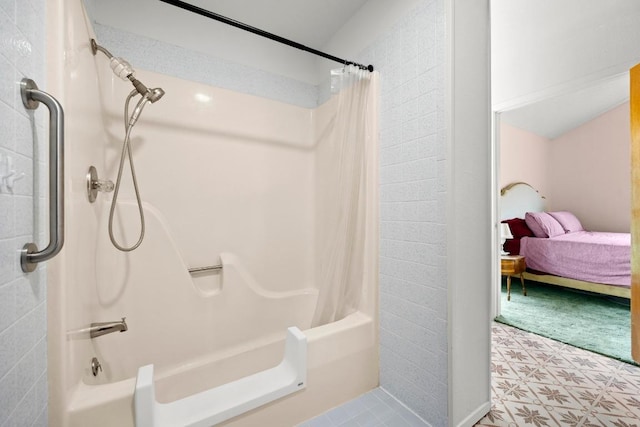 1411 Shenandoah Dr, Cedar Park, TX 78613 - full bathroom featuring shower / bathtub combination with curtain and tile patterned floors