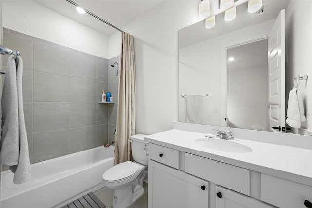 8405 Ambergill Ct, Austin, TX 78744 - full bathroom featuring vanity, shower / bathtub combination with curtain, and tile patterned flooring