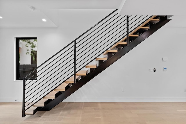 4428 Jinx Ave Unit 2, Austin, TX 78745 - stairs with recessed lighting and wood finished floors
