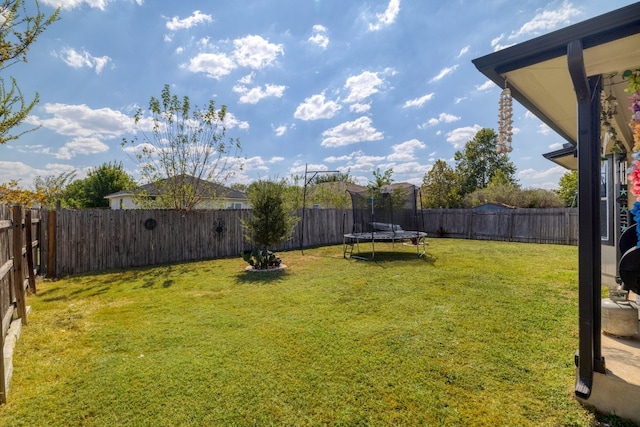 203 Endeavour, Kyle, TX 78640 - fenced backyard featuring a trampoline