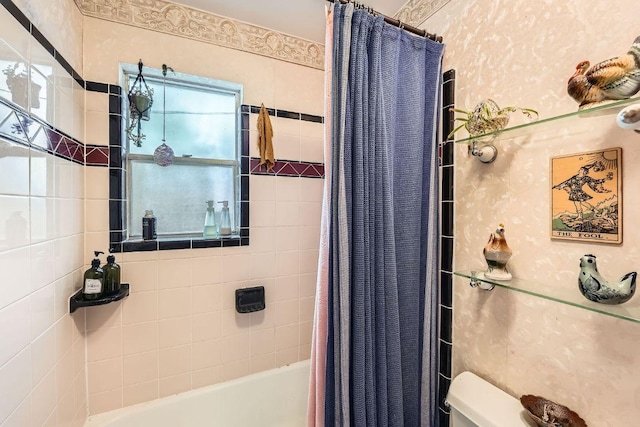 3309 Whitepine Dr, Austin, TX 78757 - bathroom with toilet and shower / bath combo with shower curtain
