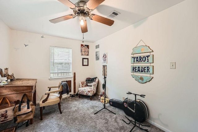 3309 Whitepine Dr, Austin, TX 78757 - living area with carpet and a ceiling fan