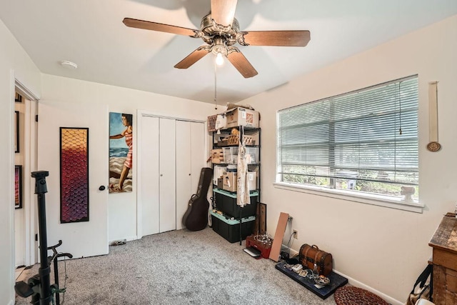 3309 Whitepine Dr, Austin, TX 78757 - carpeted bedroom with a closet and ceiling fan
