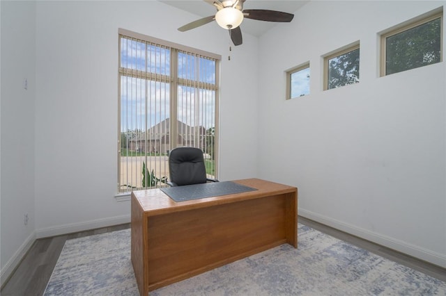 1404 Scenic Oaks Dr, Georgetown, TX 78628 - office space featuring wood finished floors and ceiling fan