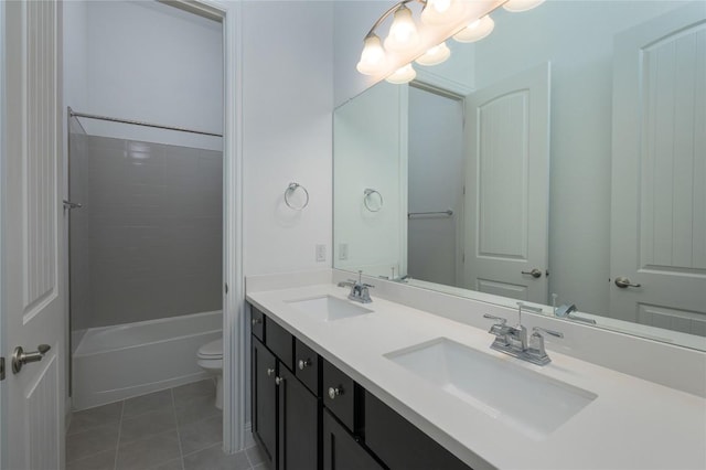 1404 Scenic Oaks Dr, Georgetown, TX 78628 - bathroom featuring tile patterned floors, double vanity, and shower / tub combination