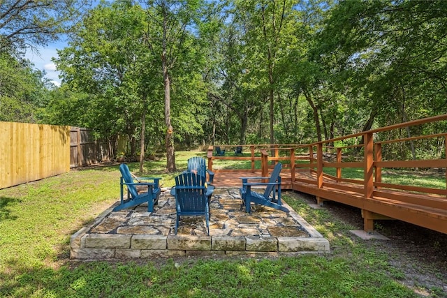 7801 Elderberry Dr, Austin, TX 78745 - view of yard with a fire pit and a wooden deck