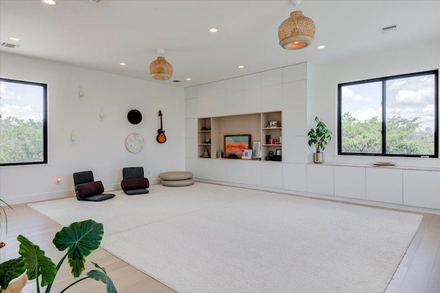 8009 Golden Oaks Ln, Austin, TX 78737 - living room with healthy amount of natural light, built in features, recessed lighting, and light wood-style flooring