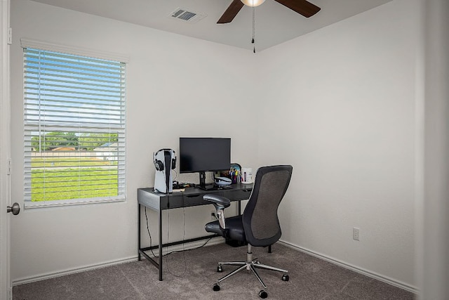 175 Amber Gln, Maxwell, TX 78656 - carpeted office featuring ceiling fan and plenty of natural light