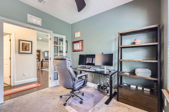 3025 Lions Tail St, Austin, TX 78728 - home office with baseboards and ceiling fan