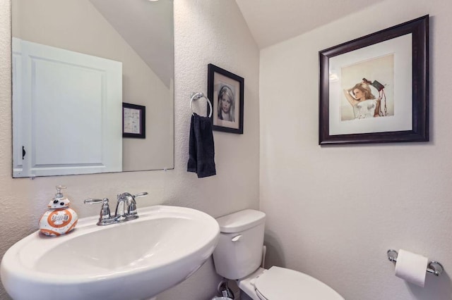 3025 Lions Tail St, Austin, TX 78728 - bathroom featuring vaulted ceiling and a textured wall