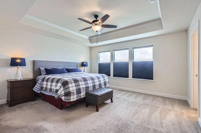 3025 Lions Tail St, Austin, TX 78728 - carpeted bedroom with a raised ceiling, a ceiling fan, and ornamental molding