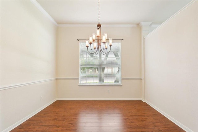 102 Country View Way, Cedar Park, TX 78613 - spare room featuring a chandelier, wood finished floors, and ornamental molding