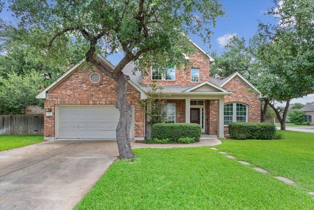102 Country View Way, Cedar Park, TX 78613 - traditional-style house with driveway, brick siding, and a garage