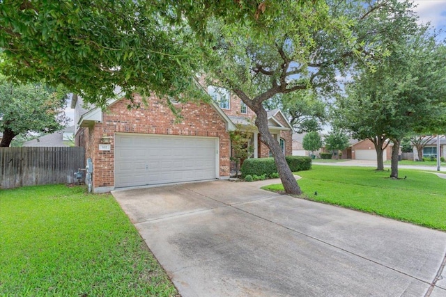 102 Country View Way, Cedar Park, TX 78613 - view of property hidden behind natural elements featuring brick siding, concrete driveway, and a garage