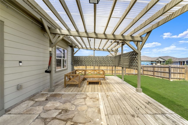 201 Garcitas Creek Ln, Hutto, TX 78634 - wooden deck featuring a pergola and a fenced backyard