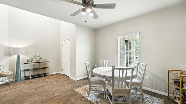 201 Garcitas Creek Ln, Hutto, TX 78634 - dining room with wood finished floors and ceiling fan