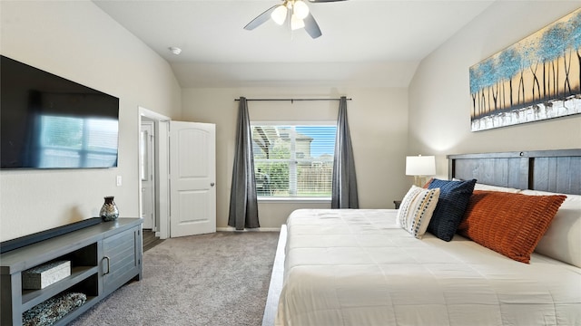 201 Garcitas Creek Ln, Hutto, TX 78634 - carpeted bedroom with lofted ceiling and ceiling fan