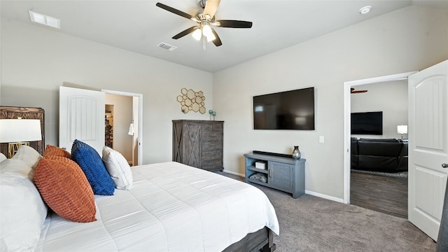 201 Garcitas Creek Ln, Hutto, TX 78634 - bedroom with carpet and a ceiling fan