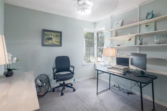 1912 Gaylord Dr, Austin, TX 78728 - carpeted office featuring a chandelier and a textured ceiling