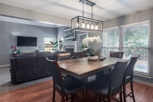1912 Gaylord Dr, Austin, TX 78728 - dining area featuring healthy amount of natural light, wood finished floors, and a fireplace