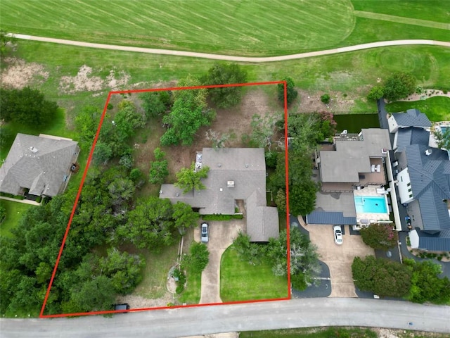 921 Vanguard St, Lakeway, TX 78734 - view of property location with property parcel outlined and a pool area