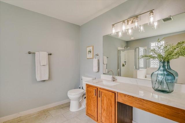 215 Peaceful Haven Way, Hutto, TX 78634 - full bathroom featuring a stall shower, vanity, and tile patterned flooring