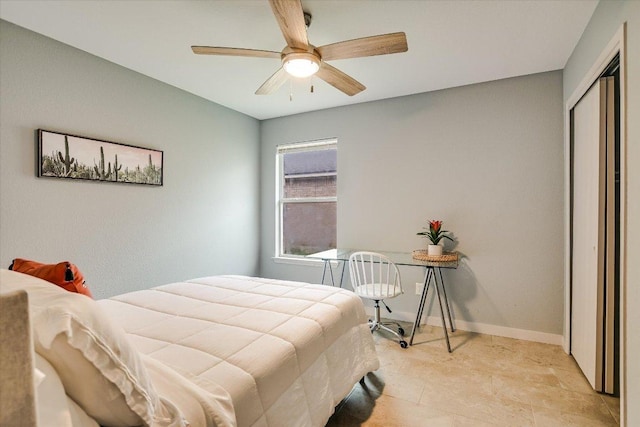 215 Peaceful Haven Way, Hutto, TX 78634 - bedroom with a ceiling fan and a closet